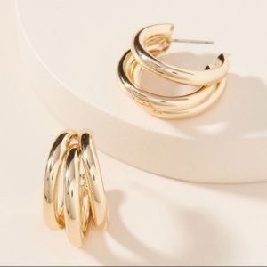 NEW~ Anthropologie Lauryn Gold Hoop Earrings